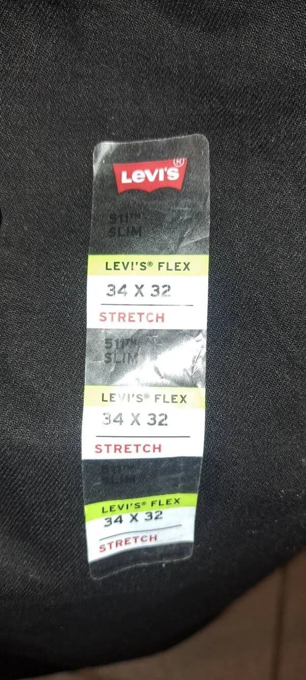 Levi’s 511 Men’s Slim Fit Jeans 34x32 Black Flex Stretch Denim New 04511-1907